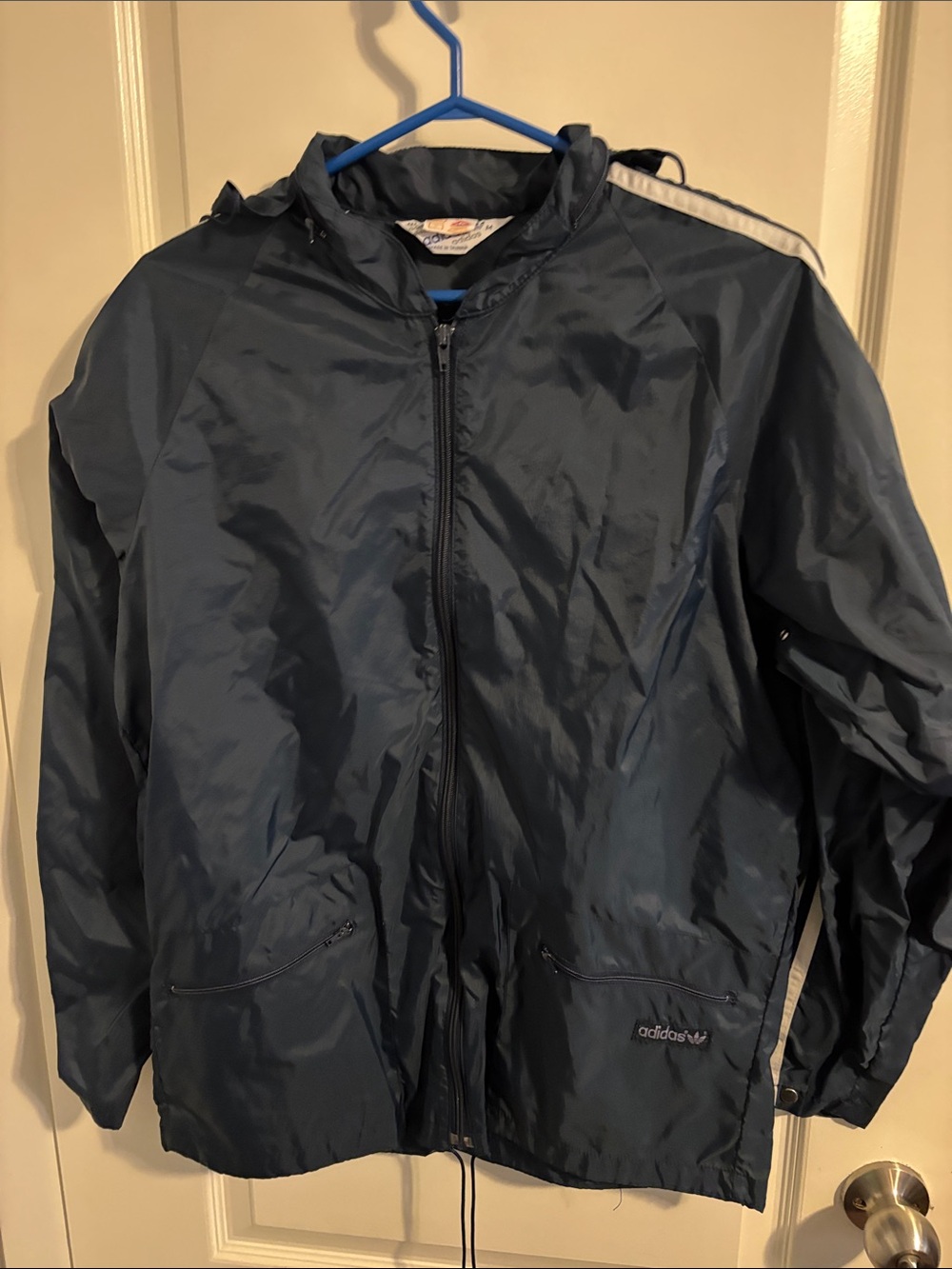 Vintage Adidas 3-Stripe Hooded Wind Jacket | Gorpcore Lightweight Techwear Shell